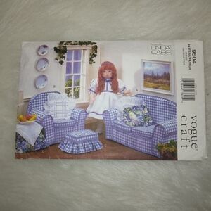 VOGUE 9503 AGD Sized Chair, Love Seat, Ottoman, Table, Pillows 18 Inch Doll